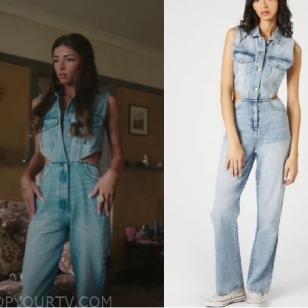 NWT Forever 21 Sleeveless Cutout Denim Jumpsuit XS